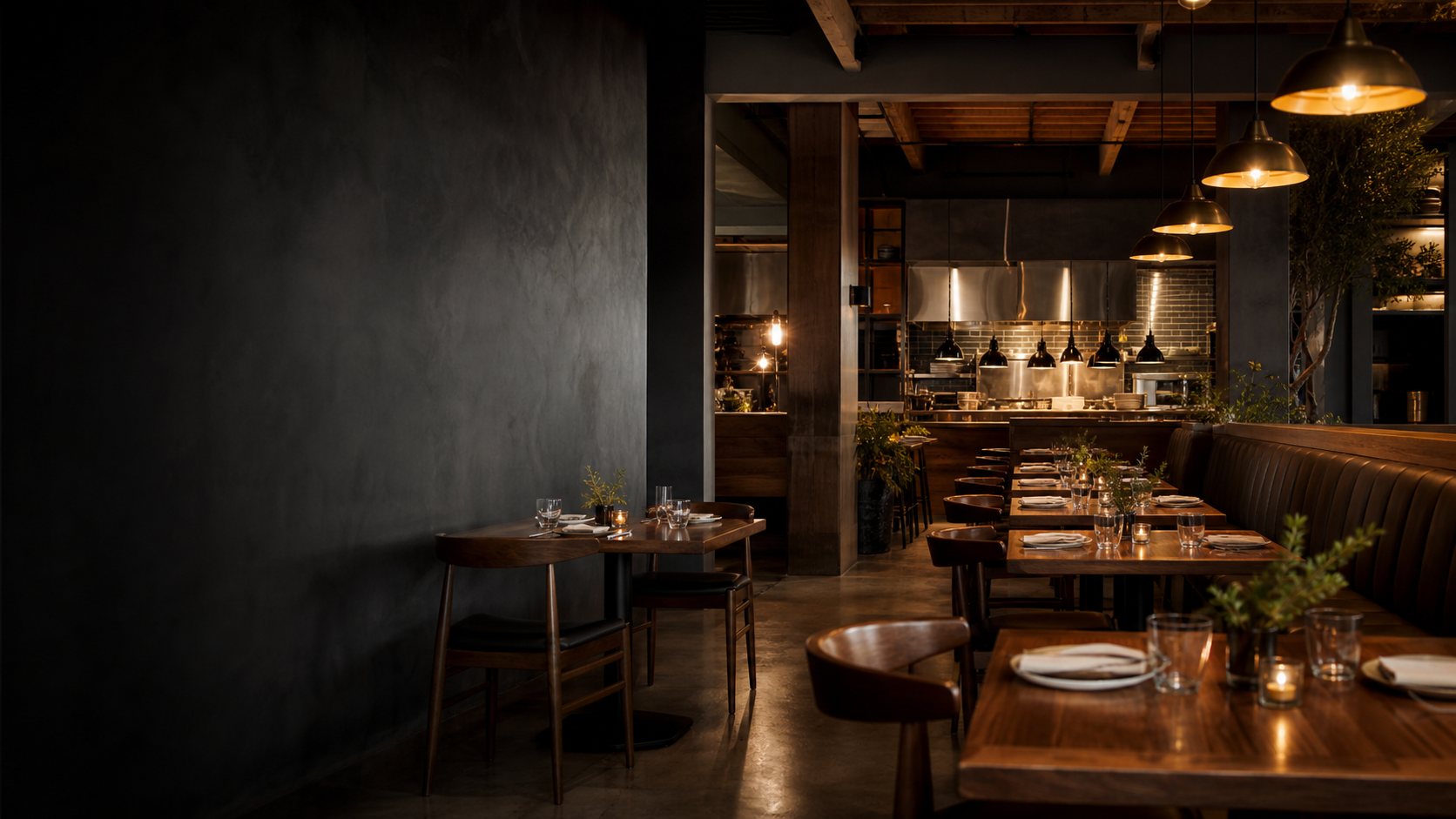 A family restaurant kitchen at service